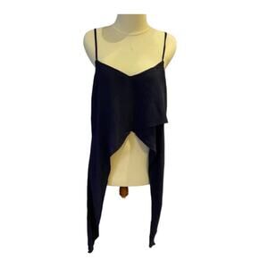 Zara Navy Blue Sleeveless Top Large Asymmetrical